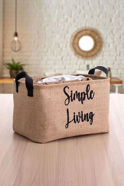 Rope Home Εσωτερικό ντουλάπι από γιούτα Laundry Kids Room Organizer παιχνιδιών - Πτυσσόμενο, Organizer καλάθι αποθήκευσης 37x27x25