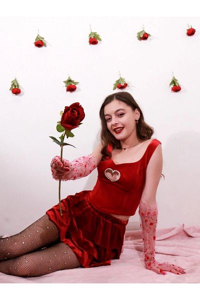 Reorah Collection Red Heart Dress - Corset Skirt Set