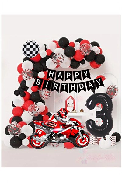 BİDOLUMUTLULUK Motorsiklet Yaş Rakamlı Doğum Günü Konsepti Parti Eğlence Kutl...