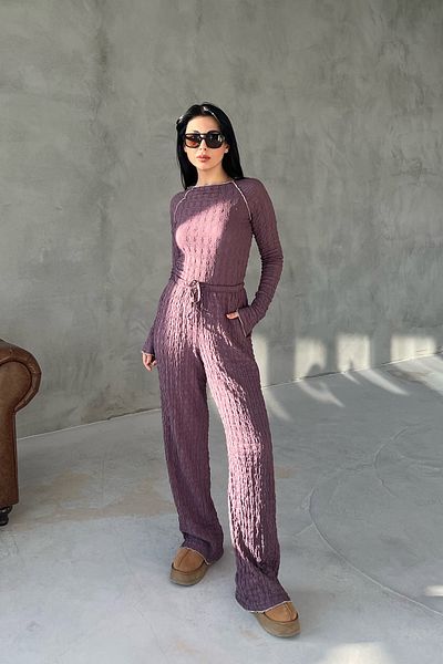 Seda Yalçın Atelier Lilac Color Textured Spring Basic Comfortable Set
