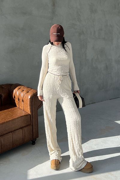 Seda Yalçın Atelier Stone Color Textured Spring Basic Comfortable Set