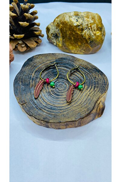 Porsuk Alternatif أقراط ريشة عرقية مصنوعة يدويًا