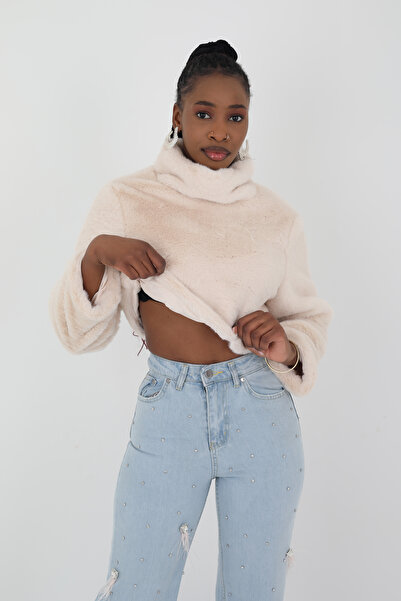 Viskosa New Season Stone Color Plush Crop