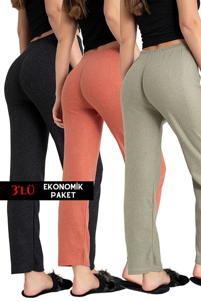 DONEX Women's Ribbed Comfortable 3-Piece Pants & Sweatpants, Women's Clothing, Casual Comfortable Wear