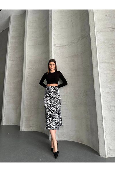 asur boutique Fusta de damă Asur Boutique din satin cu talie elastică