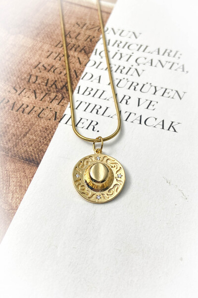 roshel Cowboy Hat Steel Necklace 2 Different Color Options