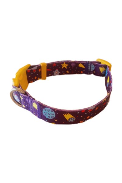 MiaBona Space Model Mor Renk Yüksek Kaliteli Uzay Desenli Köpek Boyun Tasması Dog Collar
