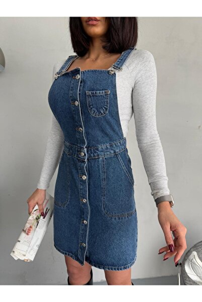 Zeo Basic Blue Jeans Button Salopette