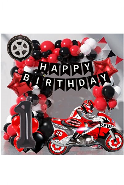 BİDOLUMUTLULUK Motorsiklet Yaş Rakamlı Doğum Günü Konsepti Parti Eğlence Kutl...