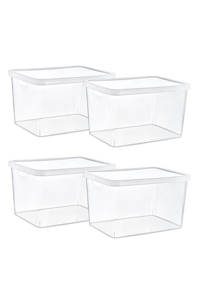 Smartware Stafi Box with Transparent Lid - Set of 4, 18 Lt, Multi-Purpose