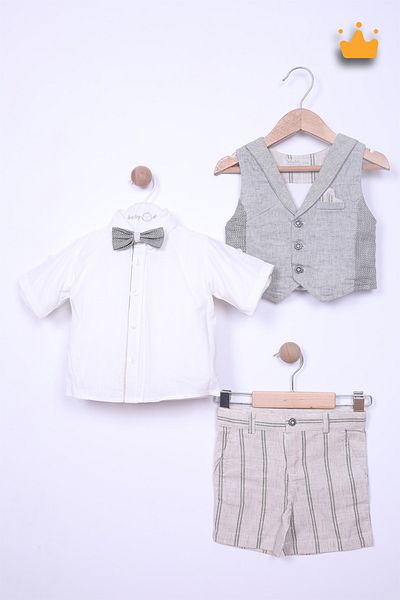 Babydola Costum pentru bebeluși și copii 0-24 luni - pălărie, vestă, cămașă, șosete și mocasin Set de sărbători din 6 piese