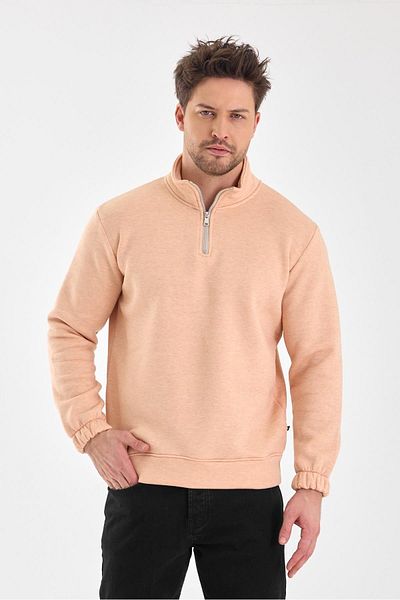 FİHA Ανδρικός γιακάς με μισό φερμουάρ Sweat Salmon