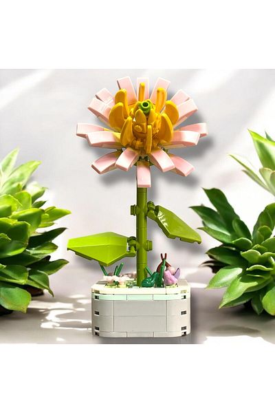 DOSTOYS 151 Pieces Chrysanthemum Flower Building Kit - Realistic and Decorative Building Toy