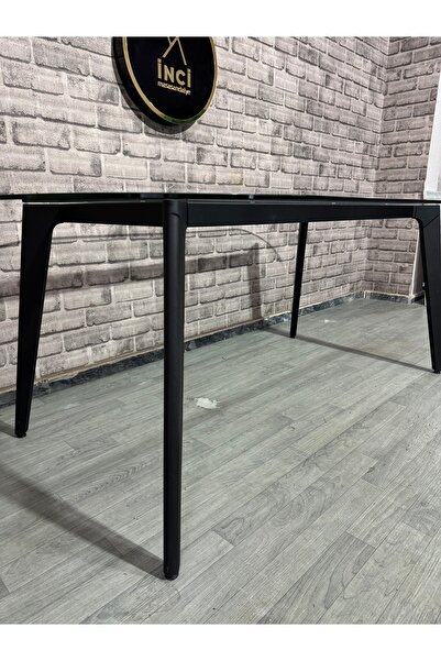 İnci Lazer Kesim Siyah Salon Mutfak Çalışma Masa Ayağı (Cam Hariç)