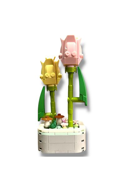 DOSTOYS 107 Piece Tulip Lily Building Kit - Realistic and Decorative Building Toy