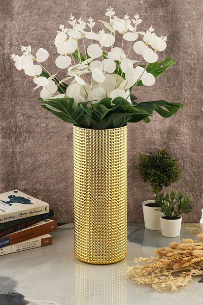 ANGDESİGN Angdesign Crystal Vase Gold Coated