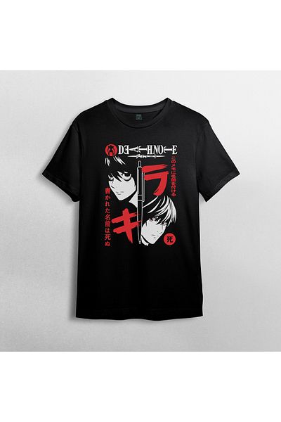 Pixxa Death Note Anime Manga - Μπλουζάκι από 100% βαμβακερό λαιμόκοψη μοντέλο 4