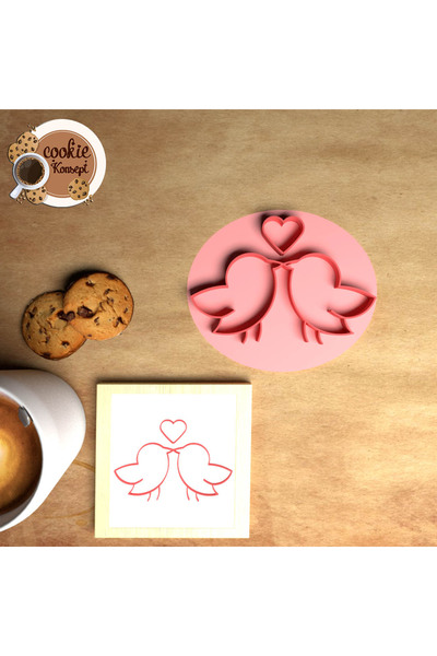 CookieKonsept الطيور القلب مفهوم الطباعة ختم قالب الكعكة - ختم