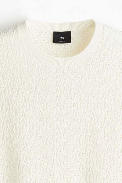 H&M Regular Fit Textured-knit T-shirt