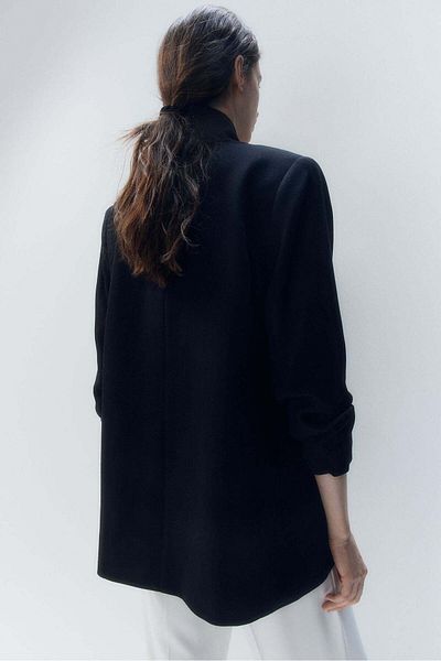 H&M Gathered-sleeve Blazer
