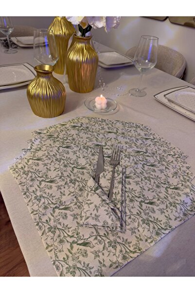 ARS DT 6' lı Amerikan Servis Zarif Doğa Desenli Sunumluk Peçete