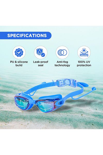 Endless Stylish Swimming Goggle with Anti-Fog & UV Protection | Leak Proof | Blue |Free Size| Silicon, PU