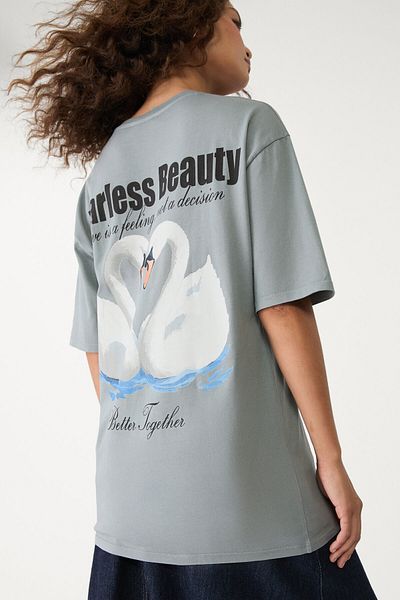 Stradivarius Oversize heavy cotton printed T-shirt