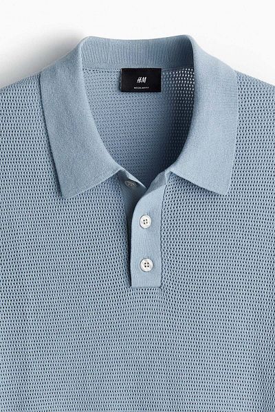 H&M Regular Fit Hole-knit polo shirt