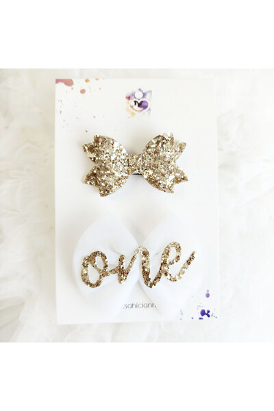 Sahici Anne One 1 yaş Saçsız Bebek Tokası , 7cm- Beyaz Açık Gold