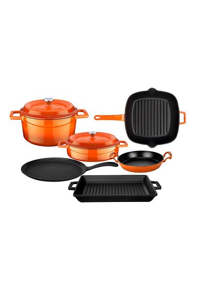 Lava Cast Iron 6X Trendy Series 8 Piece Cookware & Pans Set