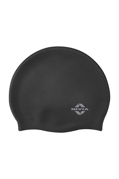 Nivia Pro Silicone Waterproof Swimming Cap | Black | One Size | Unisex-Adult | Silicone | Easy Fit