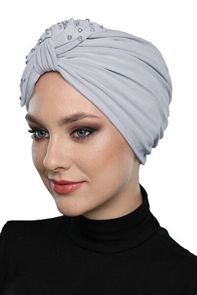 fidan bone فستان سهرة حجاب مطرز بحجر الكريستال ومبطن على الوجهين باللون الرما...