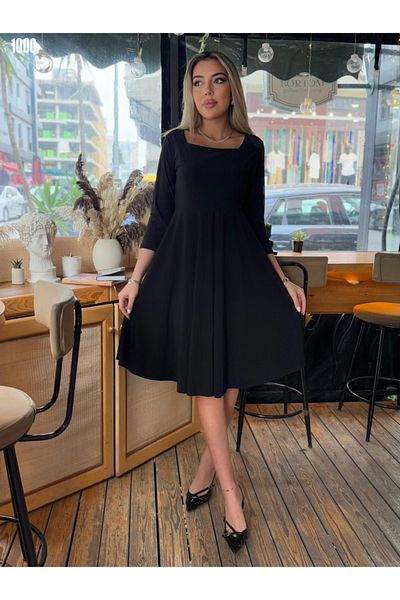 Kokosh moda Νέα σεζόν Γυναικείο τετράγωνο γιακά με τρία τέταρτα μανίκια Sandy Midi φόρεμα