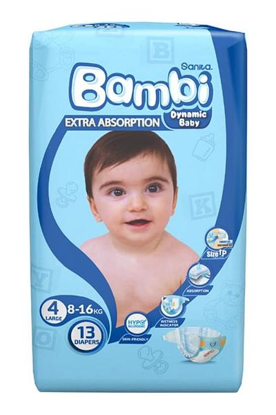 Sanita Bambi Sanita Bambi Diapers Mega Pack - Size 4, Large, 8-16 kg, 13 Diapers