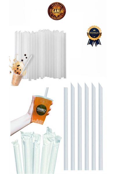 figanlar ambalaj 25-Piece Gelatin Bubble Tea Straw - 22 cm Thick, Pointed Tip Straw