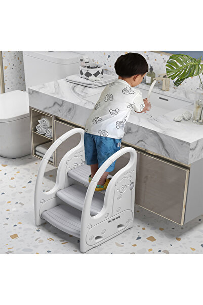Eazy Kids 3 Step Stool - Grey