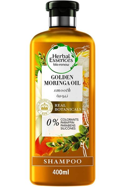 Herbal Essences شامبو بيو رينيو الطبيعي بزيت المورينجا الذهبي لتنعيم الشعر، 400 مل