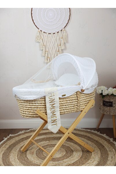 Fun Moment  Moses Basket Cradle with Foldable Wooden Stand