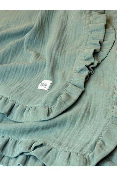 NOİSY TEKSTİL Green Ruffle Aro Opportunity 105X105 cm Organic 100% Cotton 2 Layer Muslin Blanket & Cover