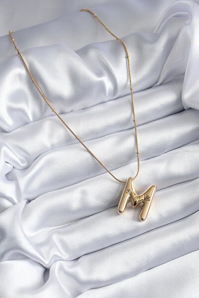 shopwave 316L Steel Gold Color Bubble "M" Letter Model Women's Necklace