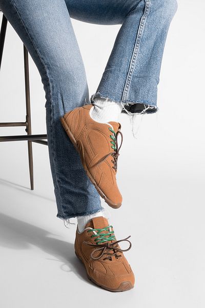 Marjin Γυναικεία αθλητικά παπούτσια Povin Brown Suede - Αθλητικά παπούτσια με διπλά κορδόνια