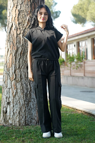 armicem طقم مكون من 2 سترة بغطاء للرأس بدون أكمام وسحاب وجيب مزدوج للبضائع وس...