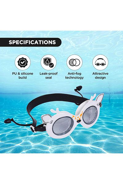 Endless Children Swimming Goggle with Anti-Fog & UV Protection | White | Silicon, PU | Leak Proof
