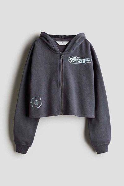 H&M Cropped print-detail hoodie