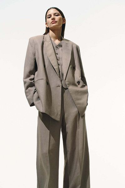 H&M Wide Linen-blend Trousers