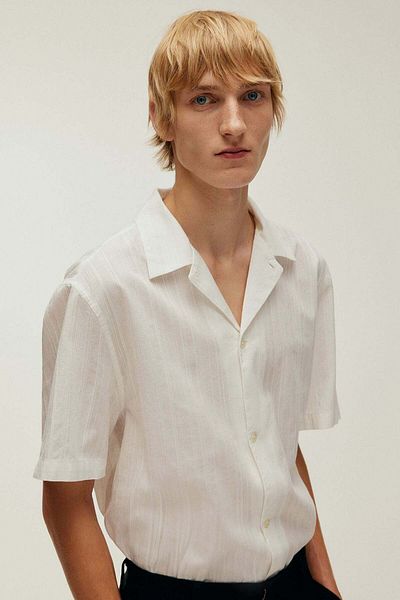 H&M Regular Fit Textured-weave resort shirt