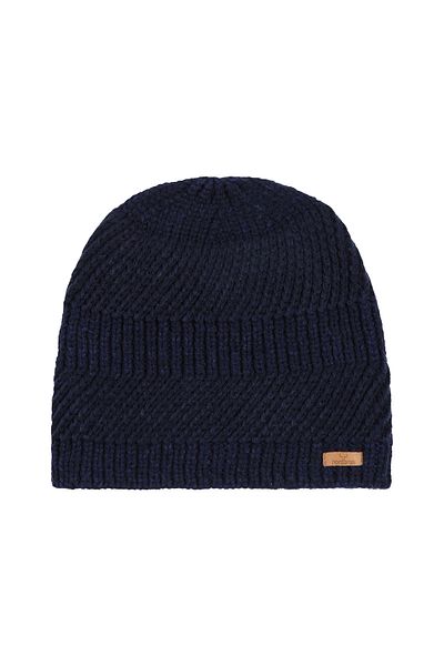 Nordbron Navy Blue Unisex Winter Beanie - Casual Graty with Plain Fold and Logo Detail
