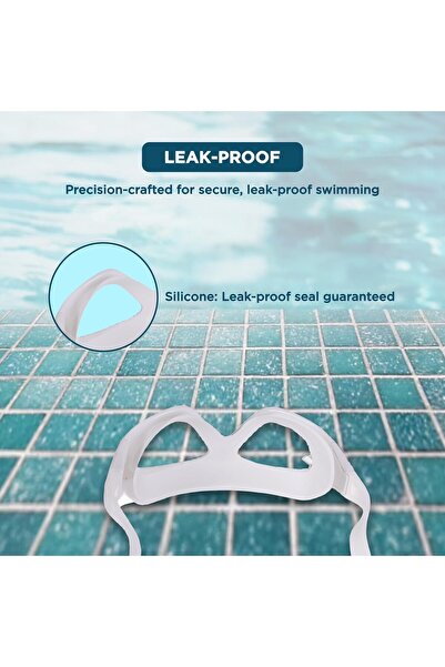 Endless Stylish Swimming Goggle with Anti-Fog & UV Protection | White | Silicon, PU | Leak Proof | One Size