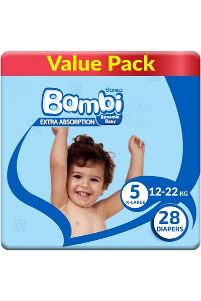 Sanita Bambi Sanita Bambi Diapers Mega Pack - Size 5 - Extra Large, 12-22 kg, 28 Diapers
