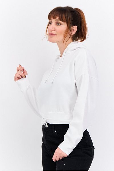 Crosshatch Women Plain Long Sleeves Hoodies, White